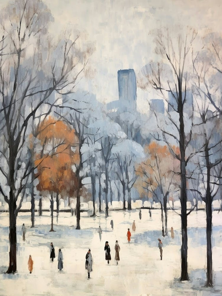 Winter City Park Painting Yoyogi Park Tokyo 3
