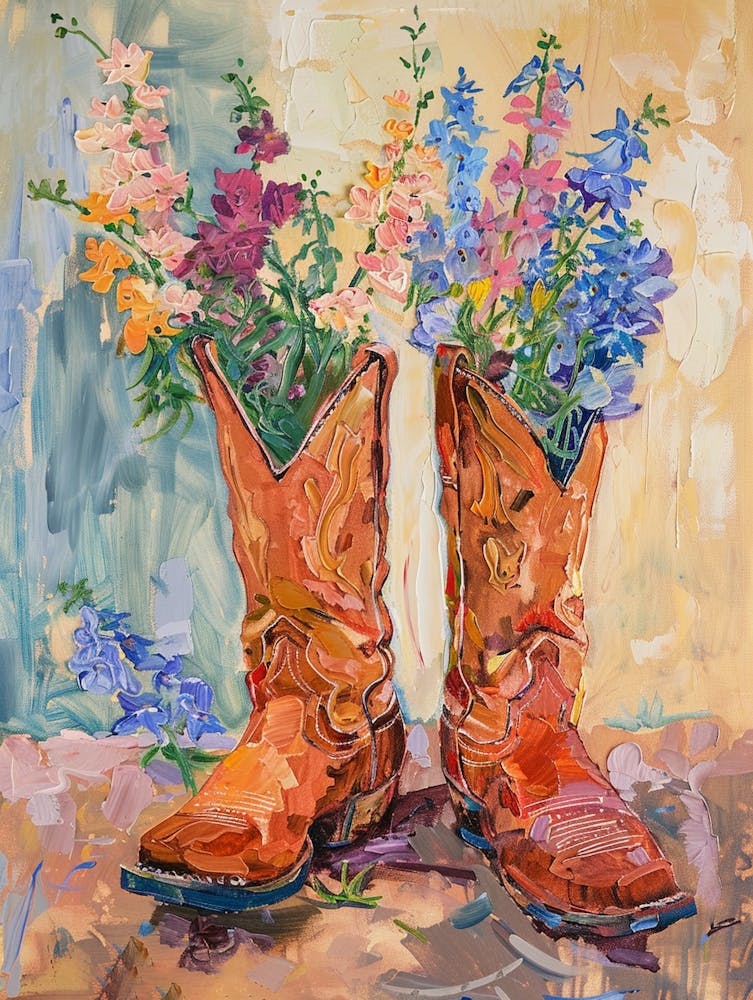 Cowboy Boots And Wildflowers Larkspur