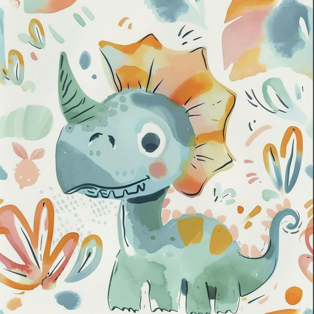 Cute Muted Pastels Protoceratops Dinosaur 1