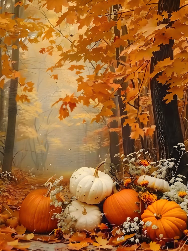 Fall Autumn Fall Leaves Pumpkin