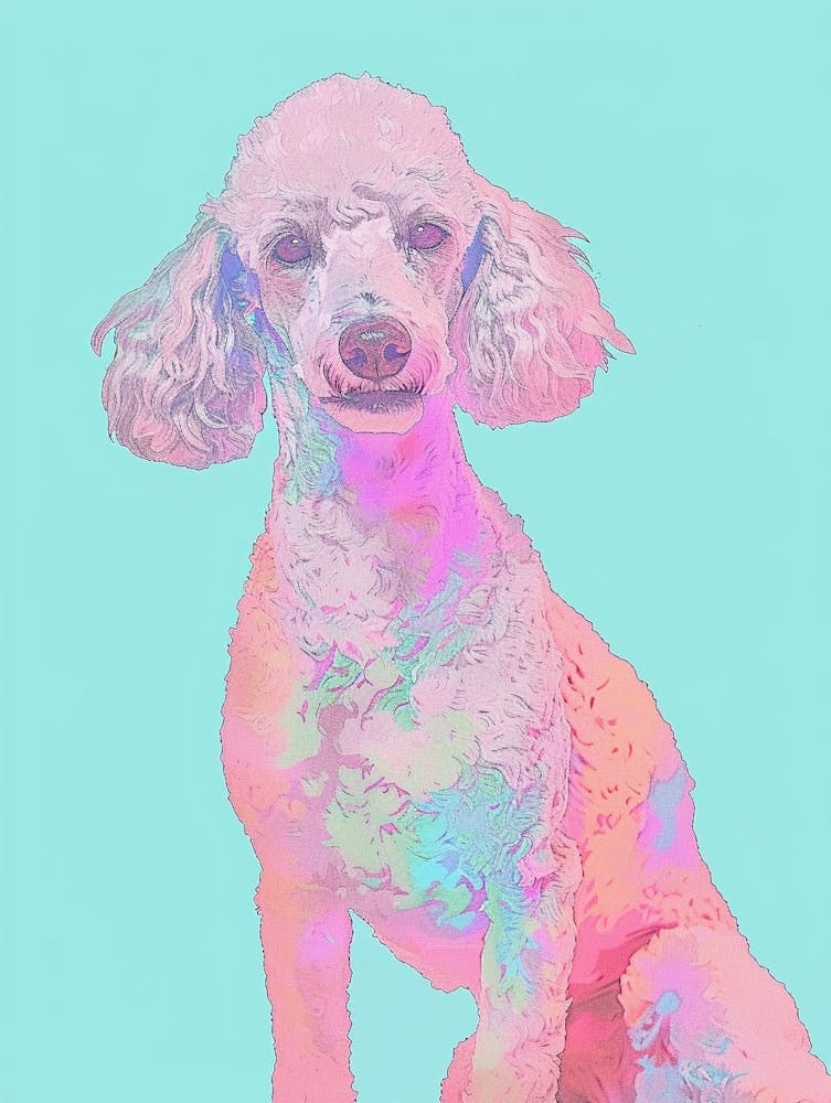 Watercolour Poodle Dog Line Illustration 2