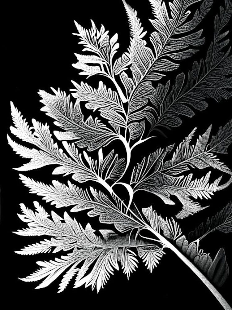 Tansy Leaf Linocut 2