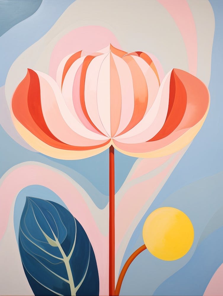 Tulipe 5 - Peinture de fleur pastel inspirée de Hilma Af Klint