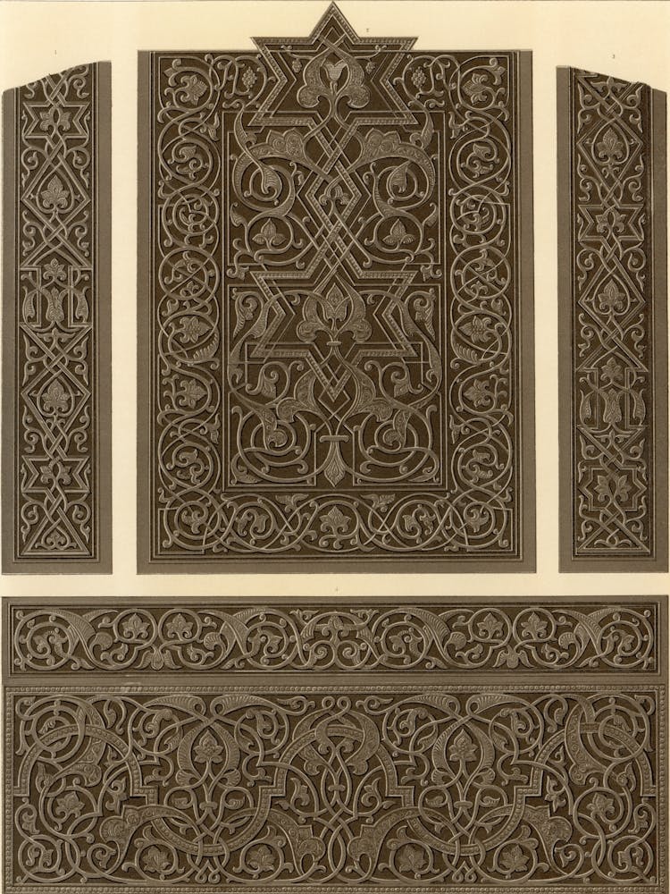 Arabic Art Pattern, Emile Prisses D’Avennes, La Decoration Arabe,Digitally Enhanced Lithograph From Own9