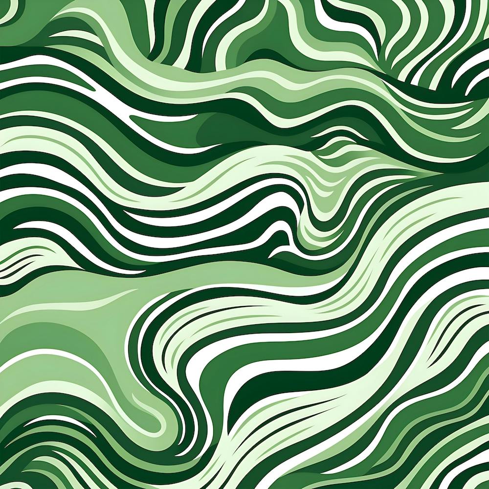 Yayoi Kusama Inspired Art Moss Green Waves