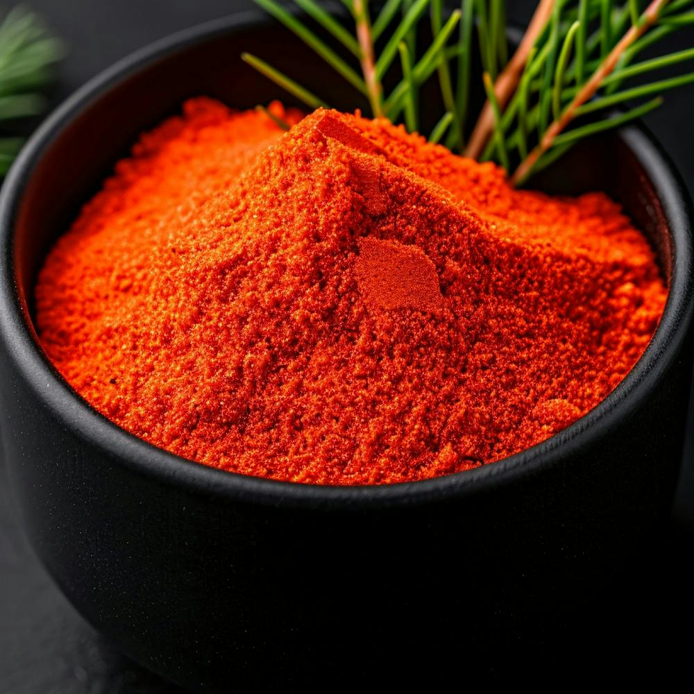 Red Chili Powder On Black Background