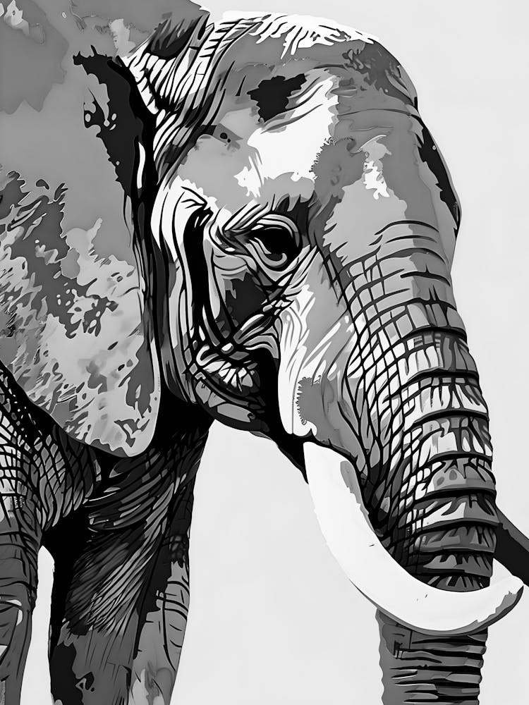 Elephant In Black And White 4