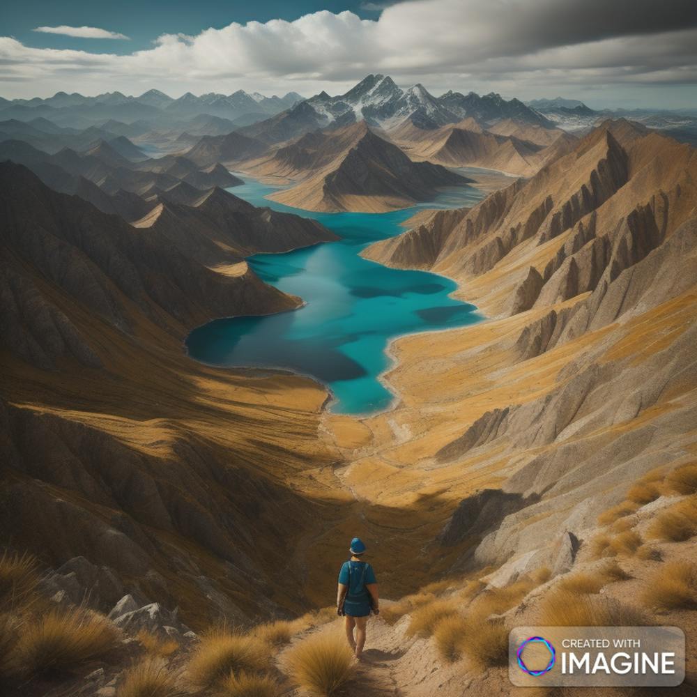looking over the mountains at a lake