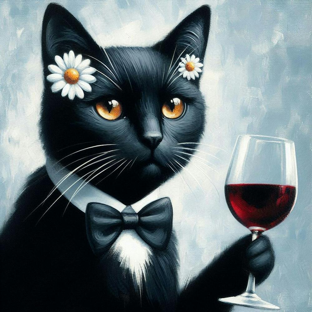 Cat With A Glass Of Wine
