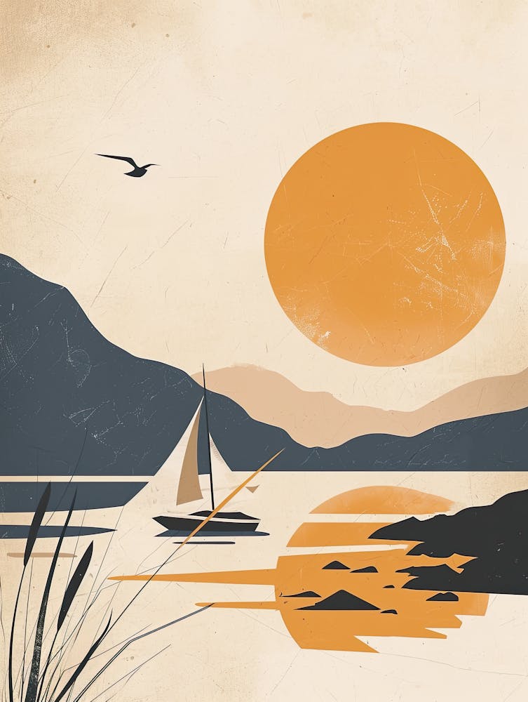 Coucher de soleil sur le lac, Minimalisme scandinave