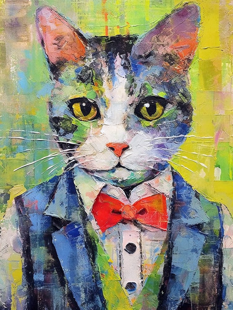 Pawsitively Fashionable; A Cat Oil Painted Elegance