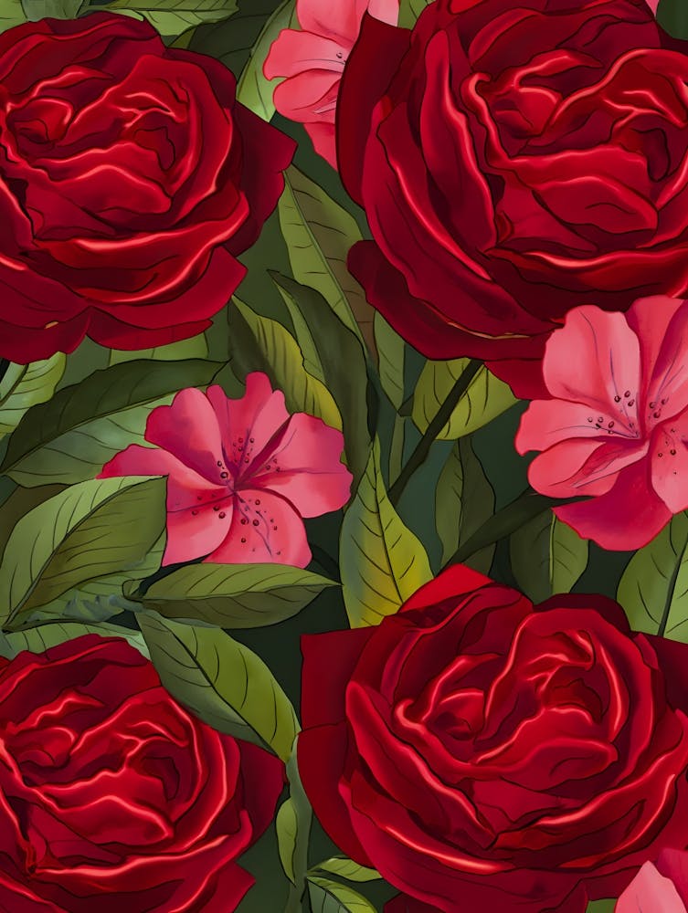 Motif Sans Couture Roses Rouges