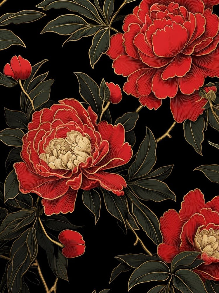Camellia 4 William Morris Style Winter Florals