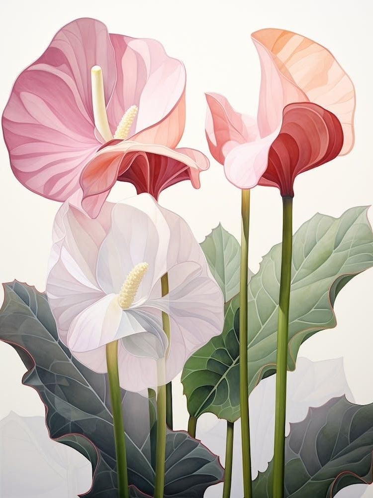 Floral Illustration Flamingo Flower