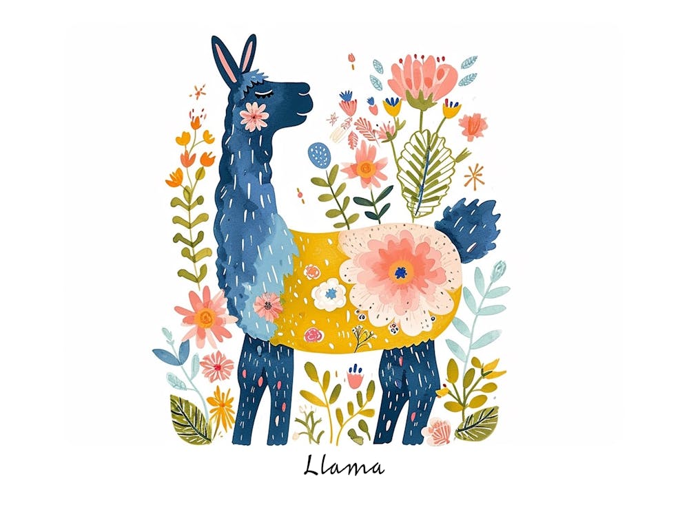 Little Floral Llama 1 Poster