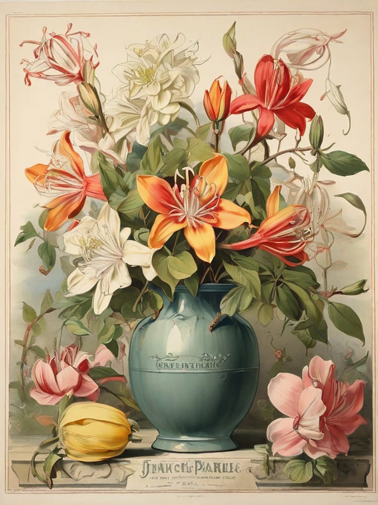 Spring Floral French Poster Honeysuckle 3 1
