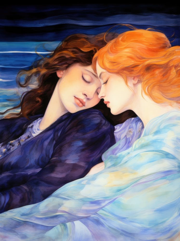 Two Women Sleeping On The Beach