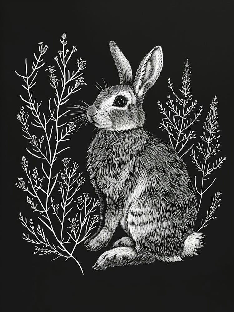 Satin Rabbit Minimalist Illustration 4