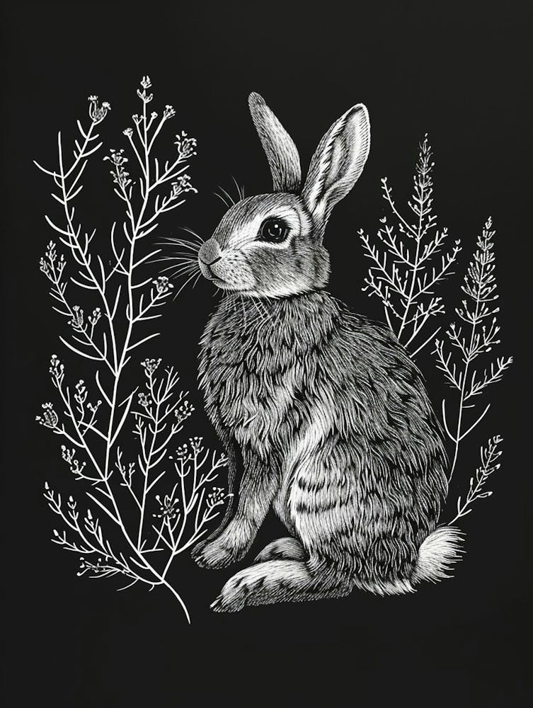 Satin Rabbit Minimalist Illustration 4
