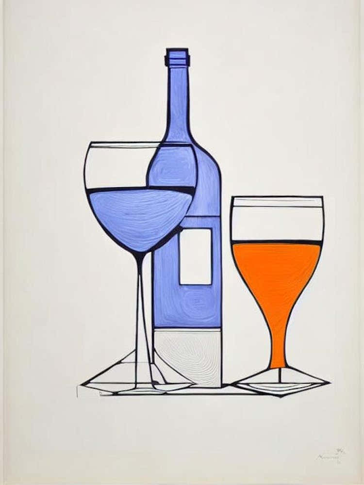 Aglianico Picasso Line Drawing Cocktail Poster