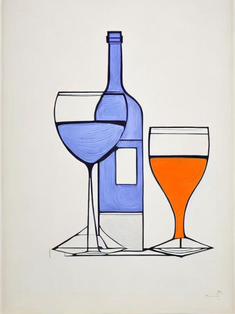 Aglianico Picasso Line Drawing Cocktail Poster