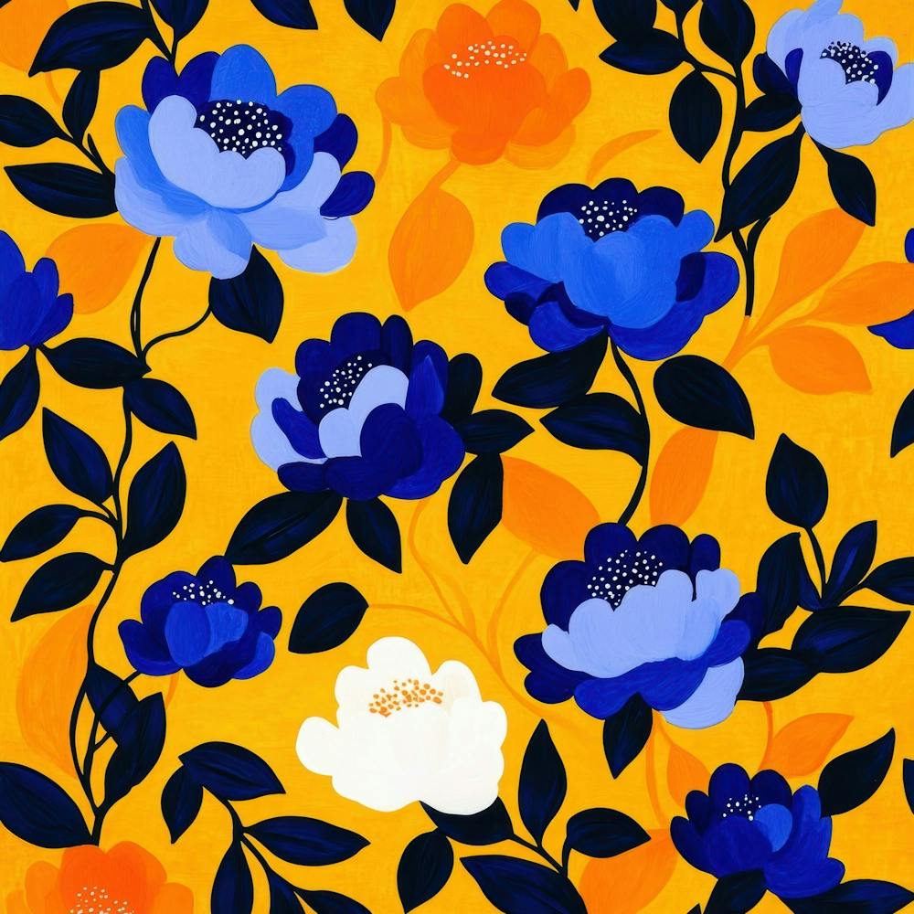 Blue And Orange Flowers 3
