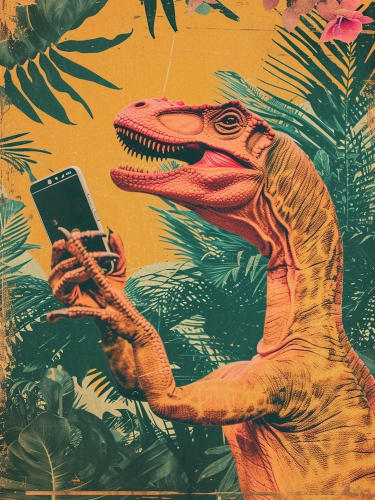 Dinosaur & A Smart Phone Retro Collage 2