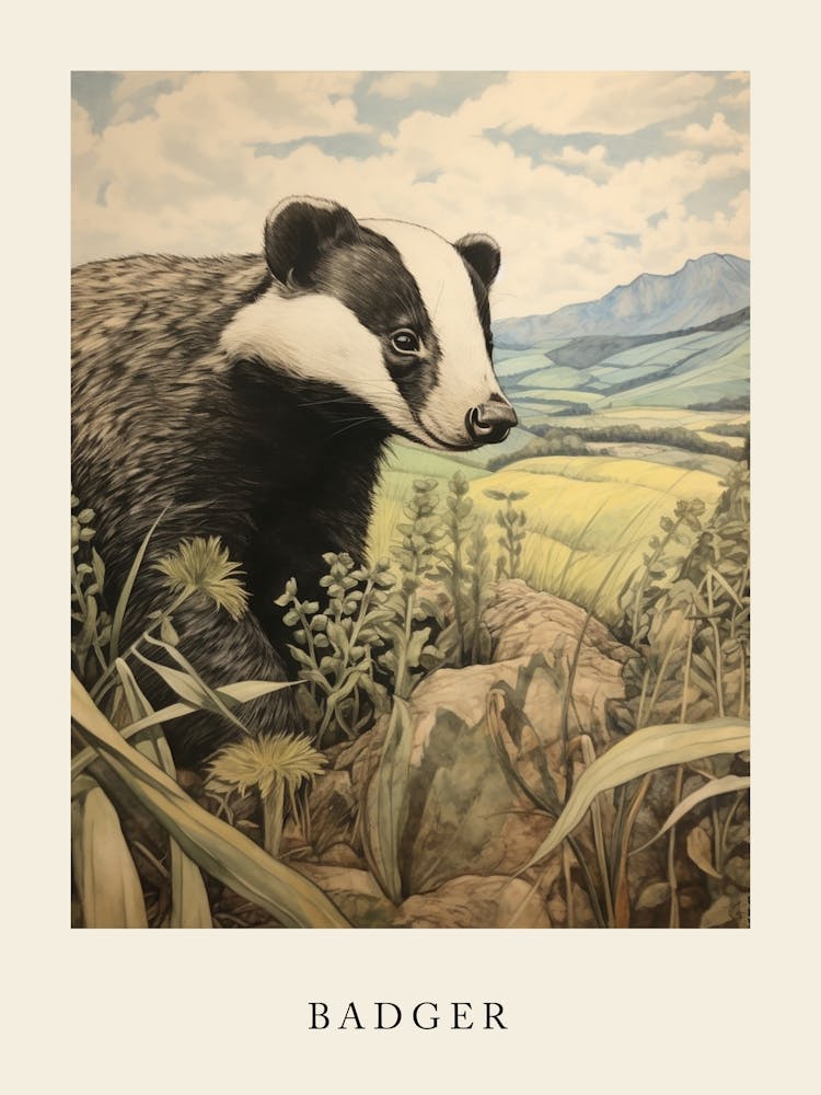 Beatrix Potter Inspired  Animal Watercolour Badger 3