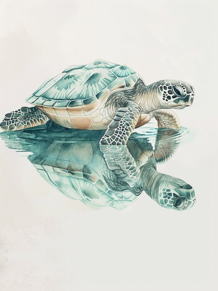 Sea Turtle Staring Into The Water Illustration 2