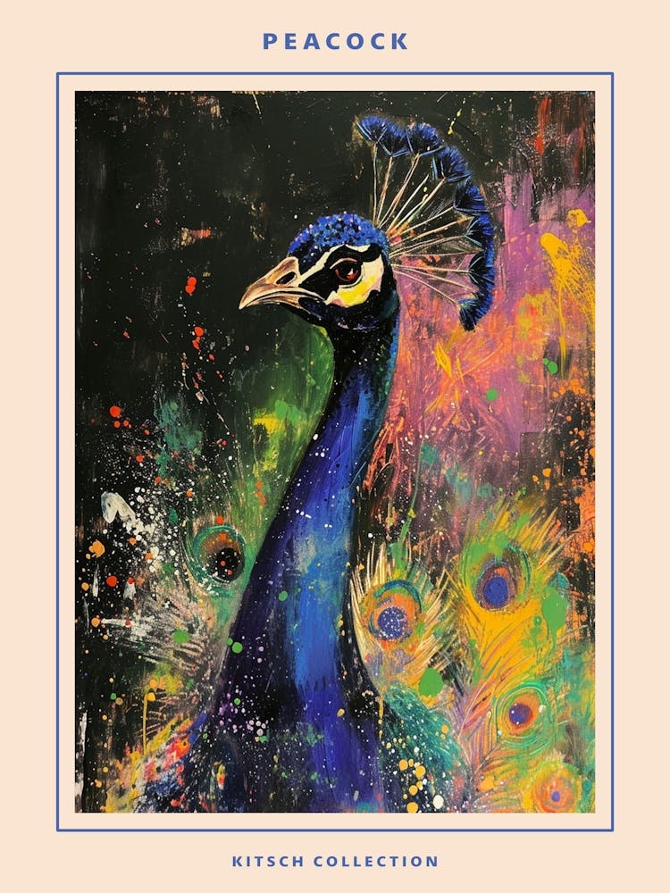 Peacock Brushstrokes Poster 1