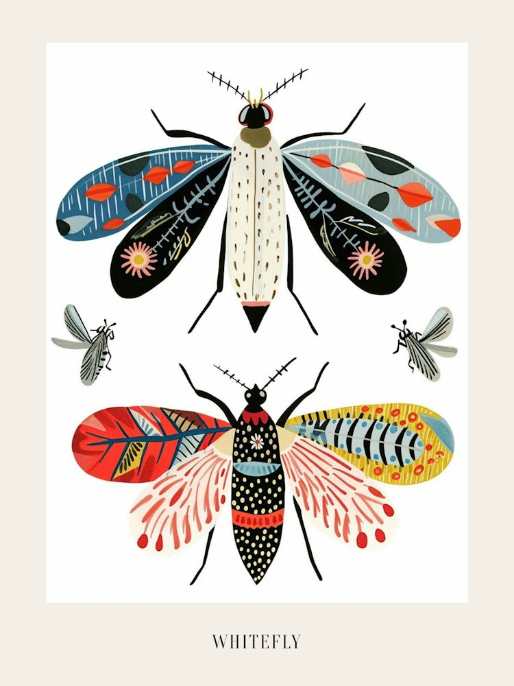 Colourful Insect Illustration Whitefly 8 Poster