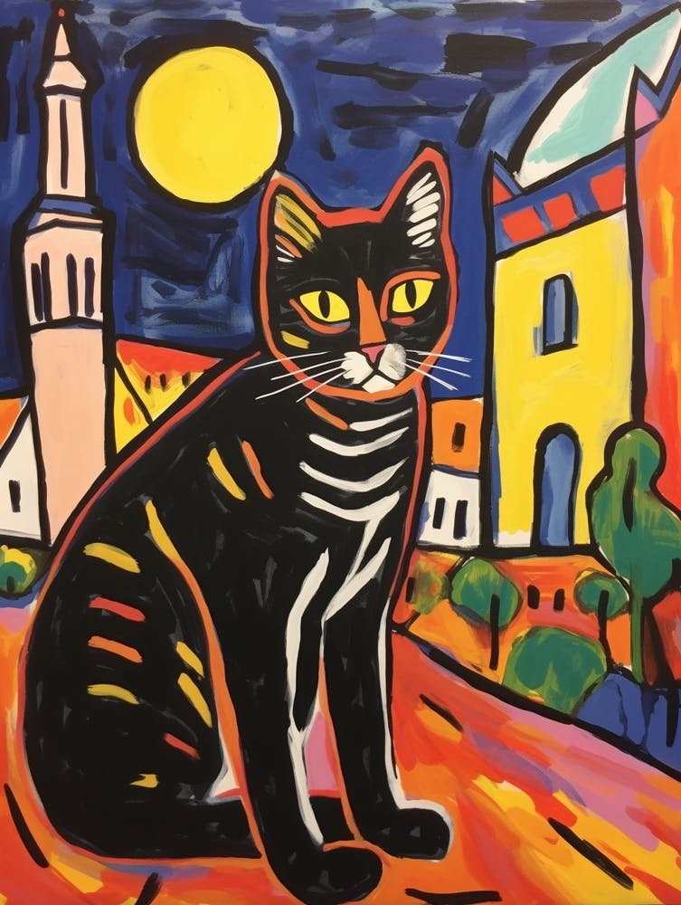 Painting Of A Cat In Pisa Itraly 1