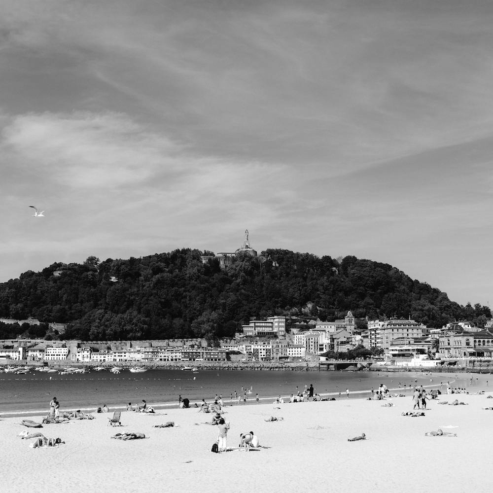At The Beach, Black And White St Sebastian, Spain Square