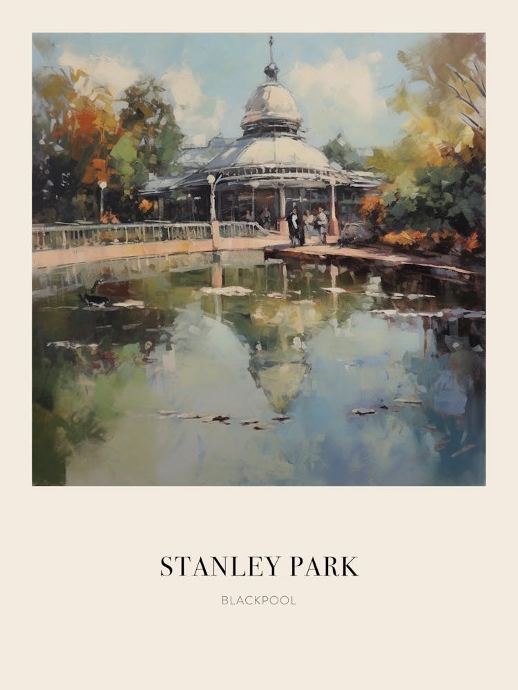 Stanley Park Blackpool United Kingdom 2 Vintage Cezanne Inspired Poster