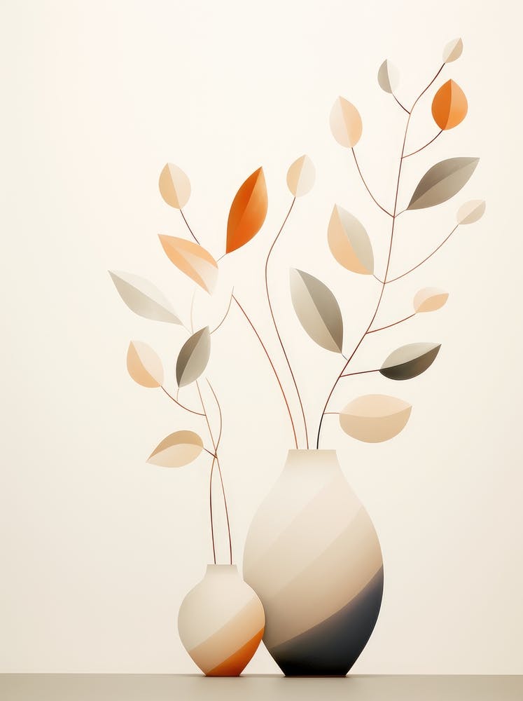 Two Vases With Leaves 1