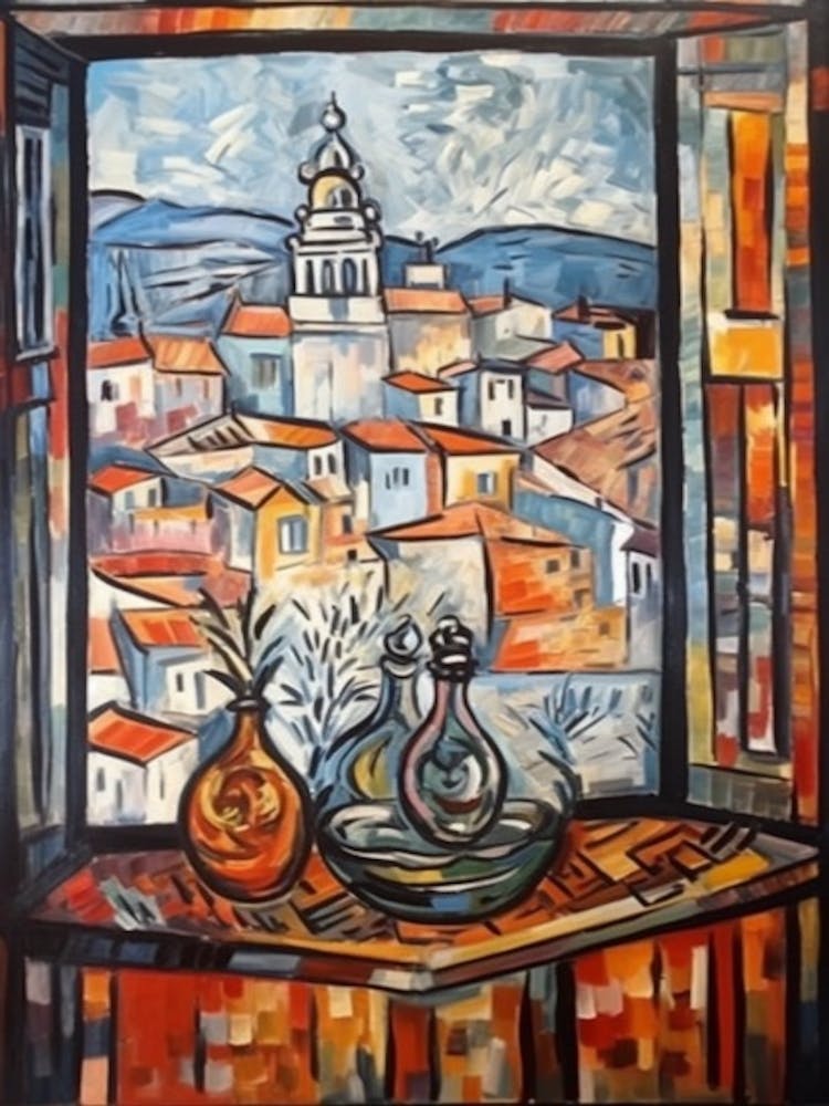 Window View Of Lisbon Portugal In The Style Of Cubism 3