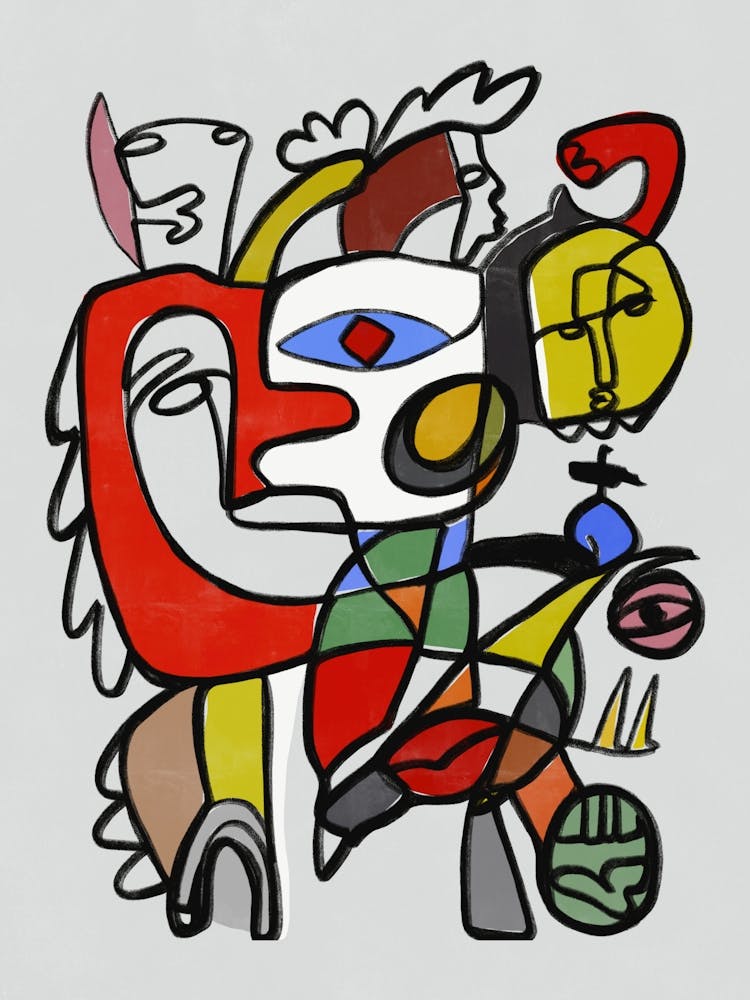 Abstract Painting many faces