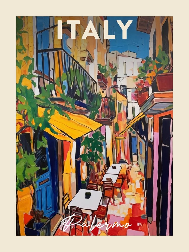 Palermo Italy 4 Fauvist Painting Travel Poster