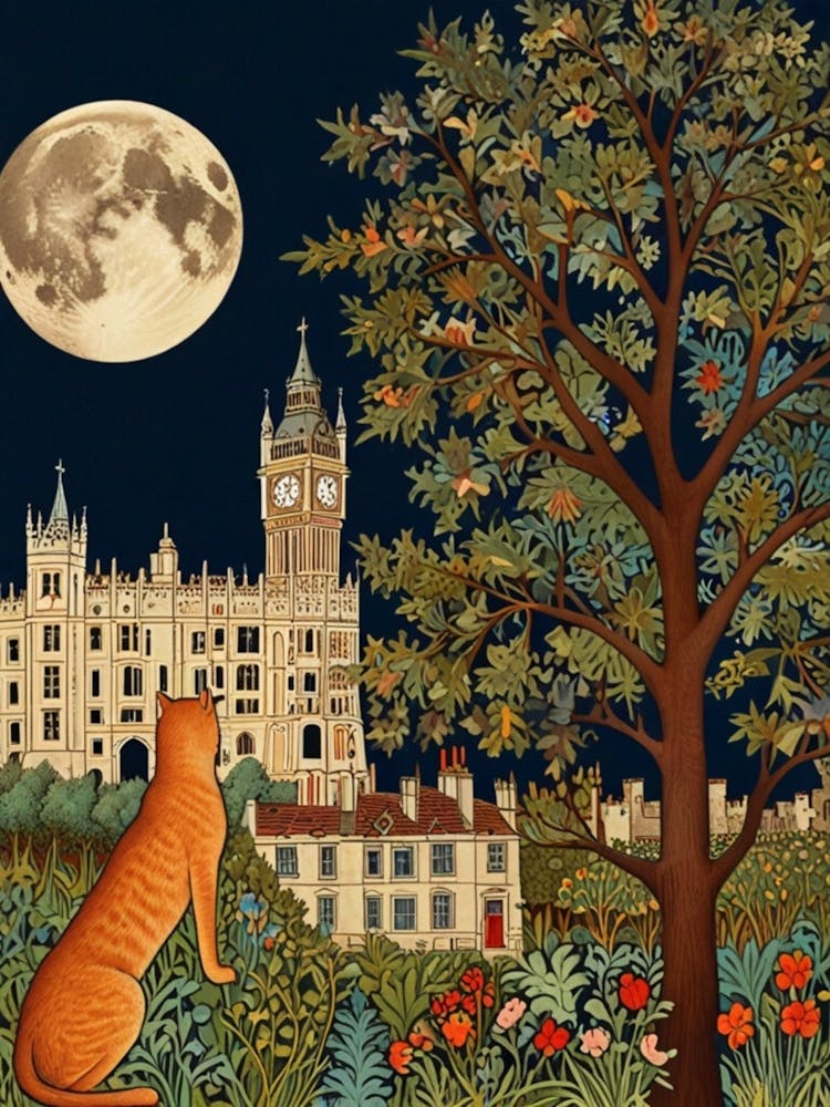William Morris Cat In The Moonlight 26