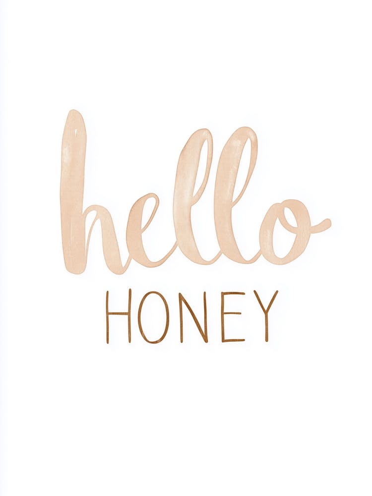 Hello Honey Typografie, Boho pastel Schriftzug
