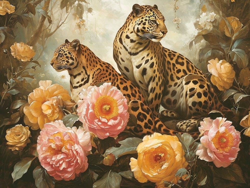 Floral Animal Illustration Panther 1