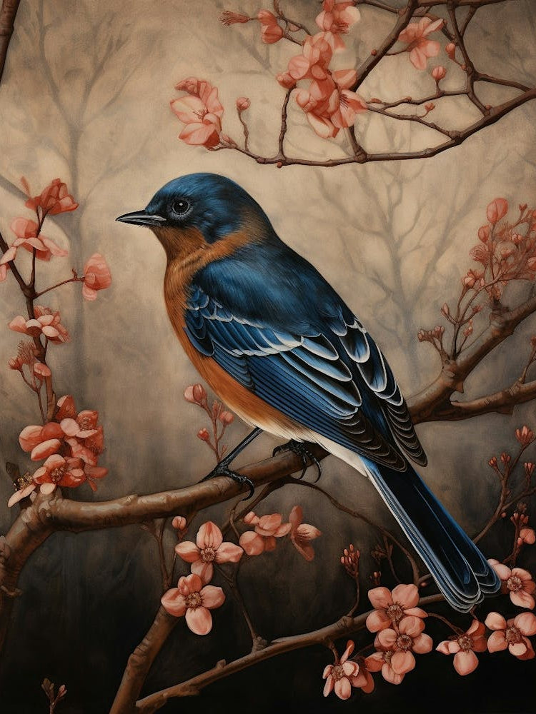 Dark And Moody Botanical Eastern Bluebird 3