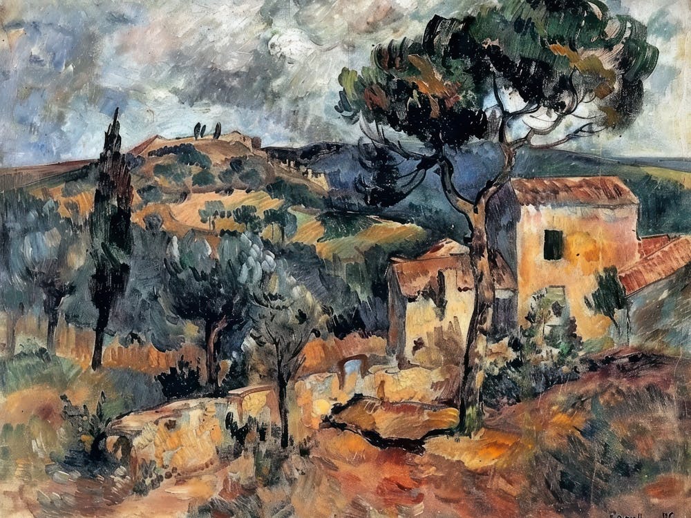 Peinture Élégance Rurale Inspirée Par Paul Cezanne