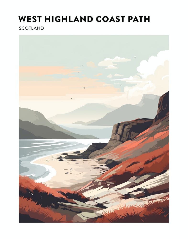 West Highland Coast Path Scotland 4 Hiking Trail Landscape Poster