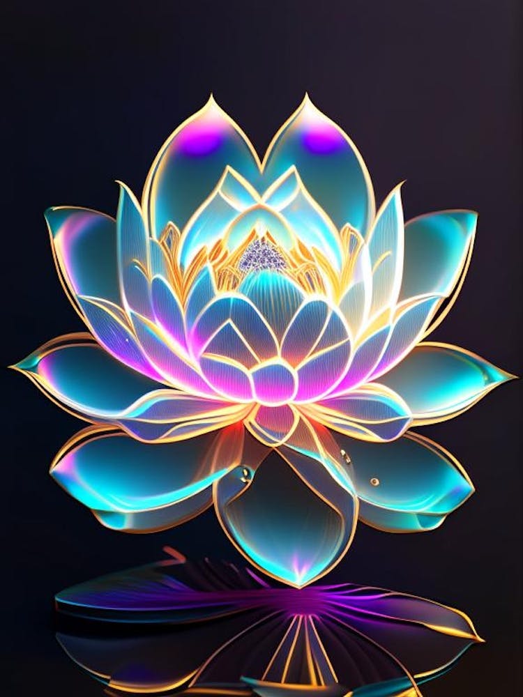 Lotusblume, Buddhistisches Symbol Holographisch 1