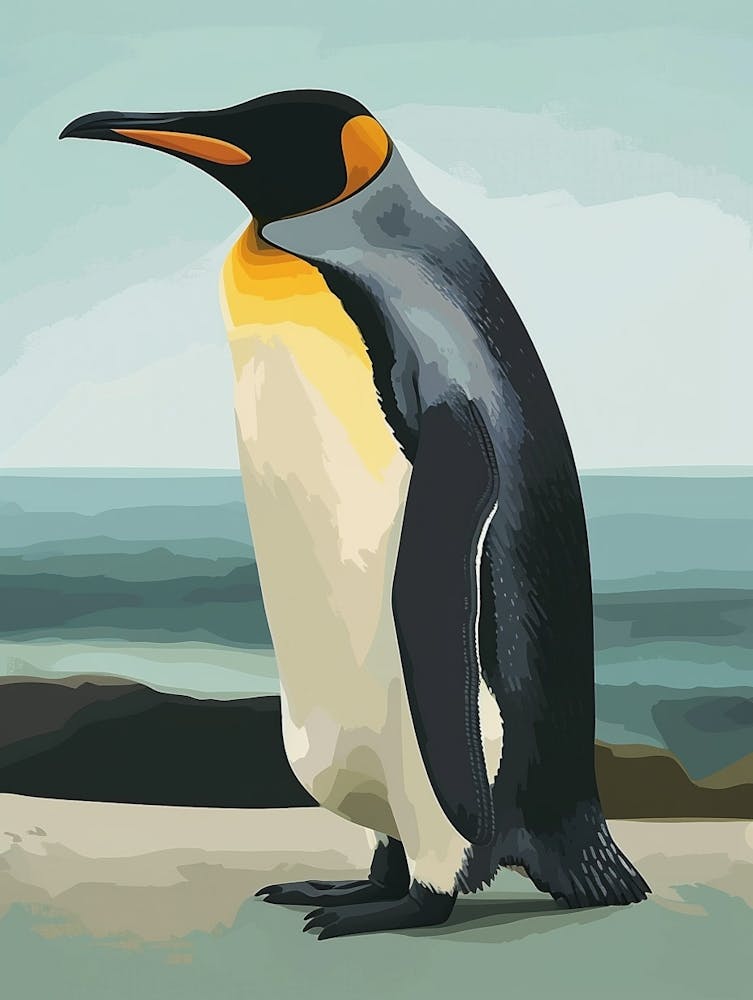 Emperor Penguin Floreana Island Minimalist Illustration 3