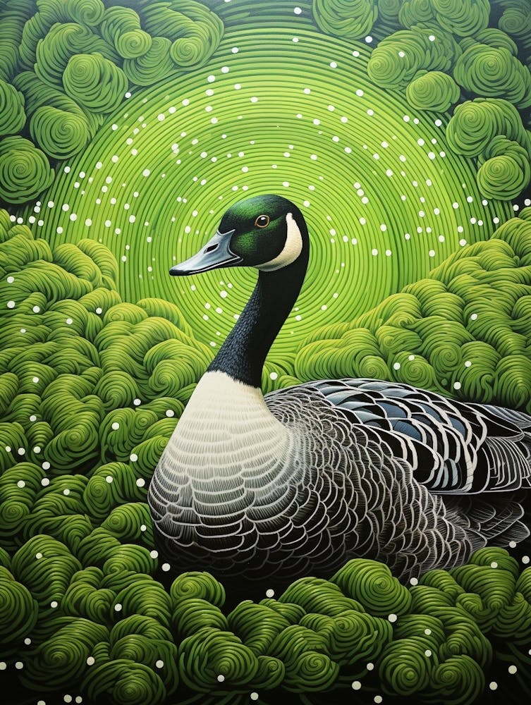 Peinture d'oiseau inspirée d'Ohara Koson Bernache du Canada 3