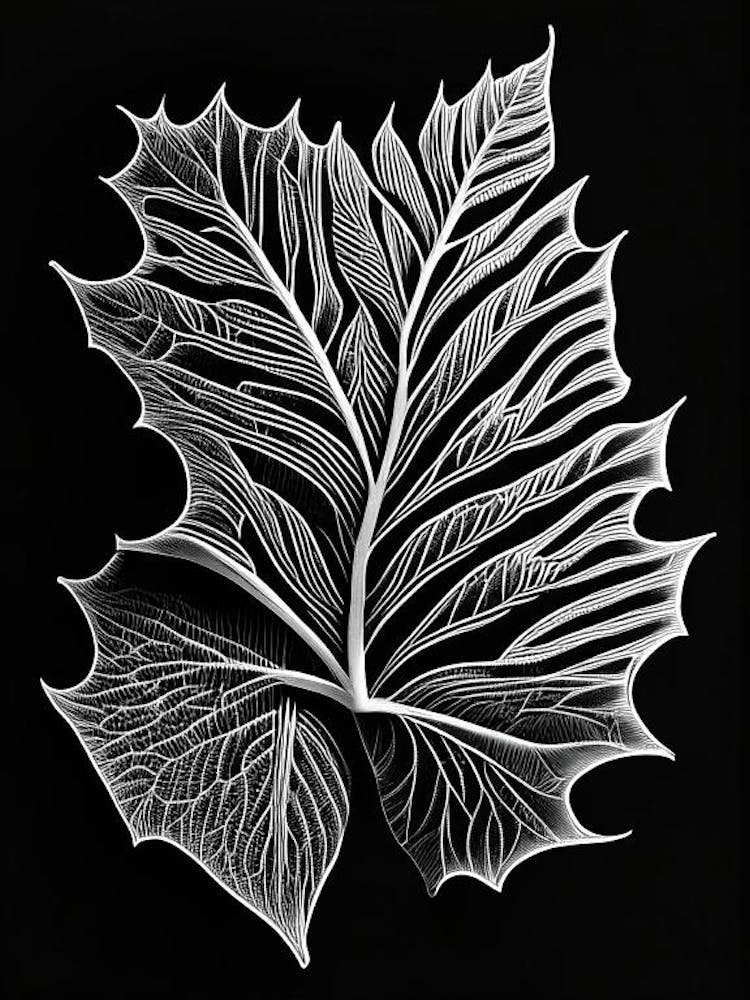 Poplar Leaf Linocut 3
