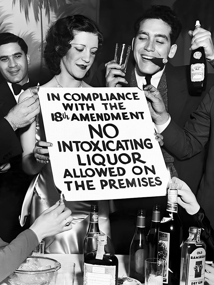 No Intoxicating Liquor Allowed, Prohibition, Bar Cart Decor, Vintage Black and White Old Photo