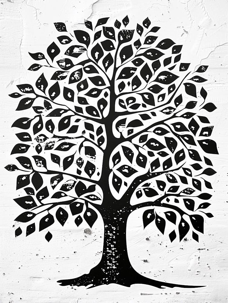 Elm Tree Simple Geometric Nature Stencil 2 1